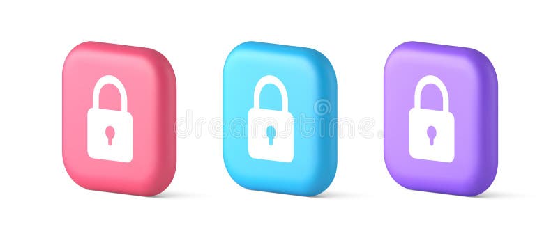Padlock locking web access button password security protection safe encryption 3d icon stock illustration