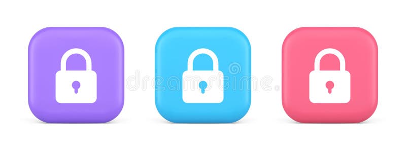 Padlock locking web access button password security protection safe encryption 3d icon stock illustration