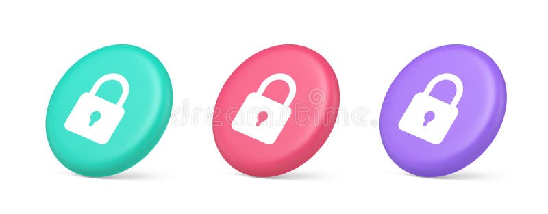 Padlock locking web access button password security protection safe encryption 3d isometric circle icon royalty free illustration