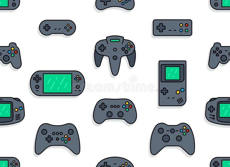 Kawaii gamer set videoconsole gaming pc ilustração de controlador de jogo  de computador