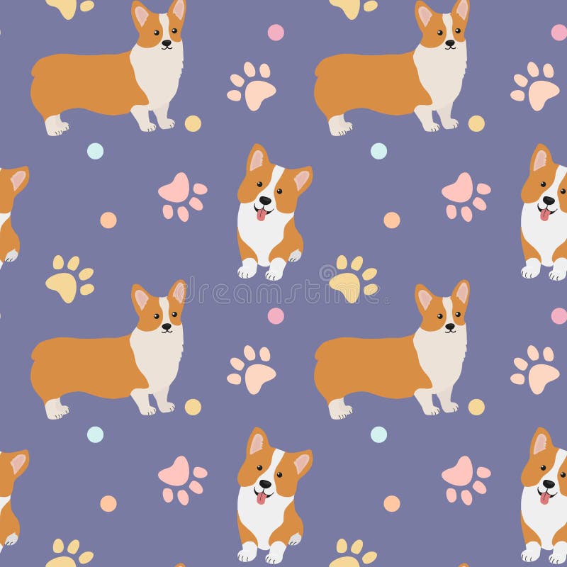 Padrão De Córgi Sem Costura. Cartoon Home Pet Set Fofinhos Para Cartazes  Impressos E Postais. Fundo De Corgi Vetor Ilustração do Vetor - Ilustração  de doméstico, arte: 243853476