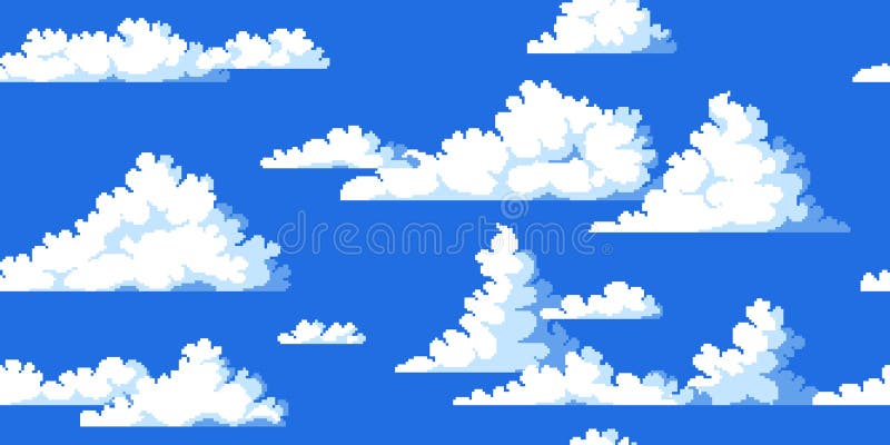 menu inicial do jogo de avião de pixel art céu azul com vetor de fundo de  nuvens para jogo de 8 bits 14196870 Vetor no Vecteezy