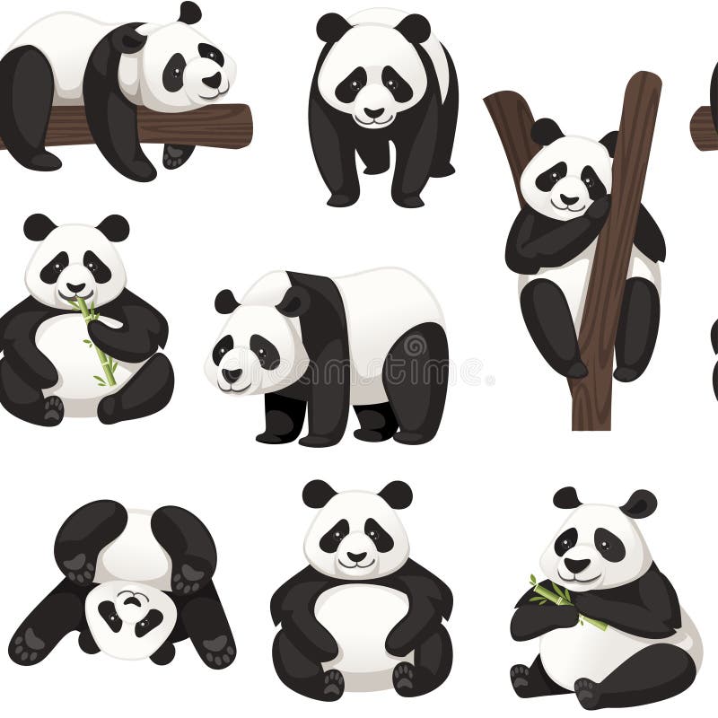 Executando o Panda dos desenhos animados. Arte Animal.