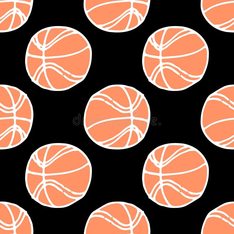 sem costura padrão de bola de basquete de contorno laranja em