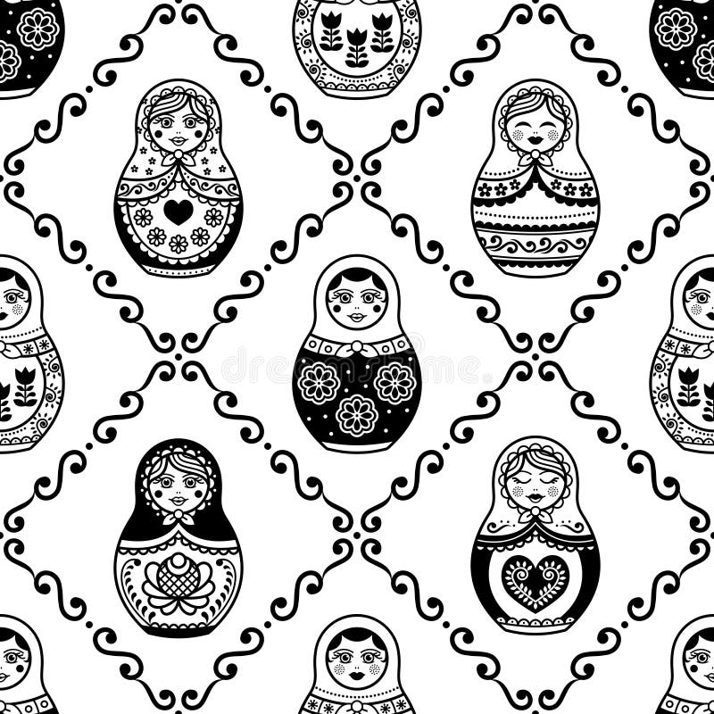 Matryoshka Aninhado Tradicional Da Boneca Do Russo IL Preto E Branco  Ilustração do Vetor - Ilustração de naturalizado, moscou: 113184346