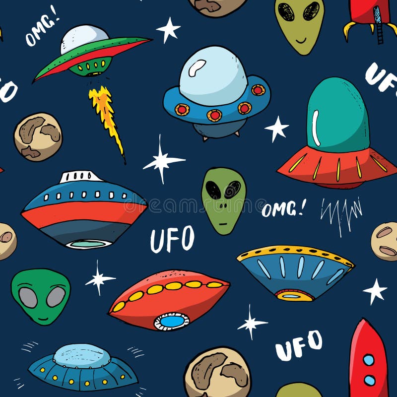 Padrão Uniforme De Ufo E Aliens. Desenho De Naves Espaciais Bonitas.  Ilustração Do Vetor De Desenho Desenhado à Mão Ilustração do Vetor -  Ilustração de estrela, tecnologia: 195787436