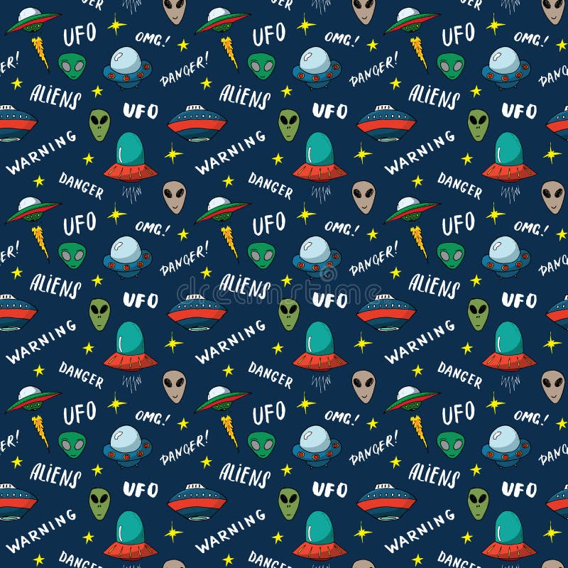 Padrão Uniforme De Ufo E Aliens. Desenho De Naves Espaciais