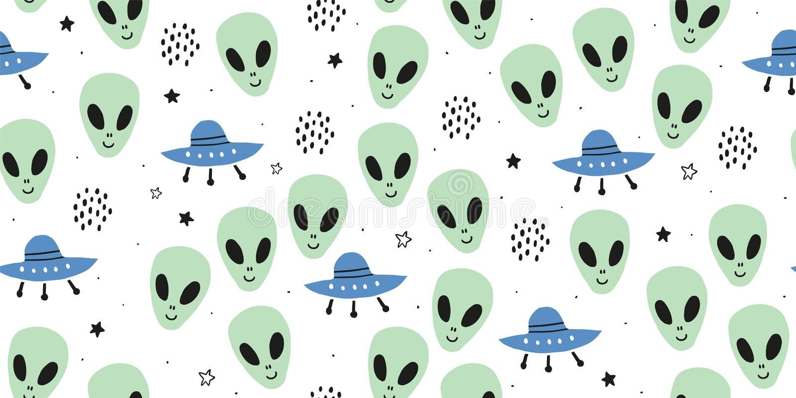 fofos ufo alienígenas naves espaciais, planetas, galáxias sem costura  padrão decorativo desenho escandinavo artístico mão desenhada para bebê e  crianças moda têxtil impressão, papel de parede e ilustração vetorial de  fundo 1895910