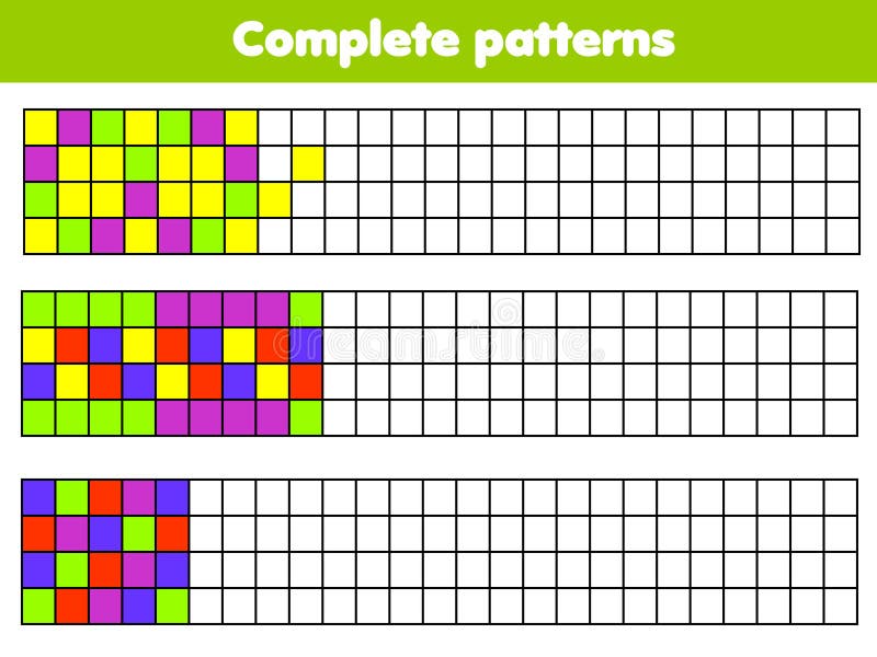 Padrões Completos. Pintura Para Bebês. Jogo Educativo Para Crianças.  Atividade De Desenho Para Crianças De Nível Elementar Ilustração do Vetor -  Ilustração de folha, divertimento: 251814994