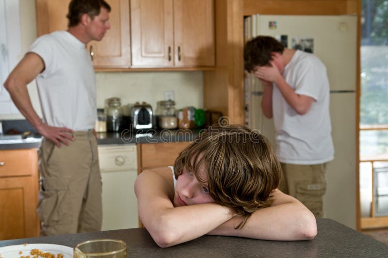 Father faces off with older son; younger son is miserable. Father faces off with older son; younger son is miserable