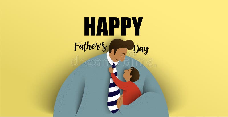Padre con sus ni? os Tarjeta feliz del d? a de padre Ilustraci? n del vector ilustración del vector