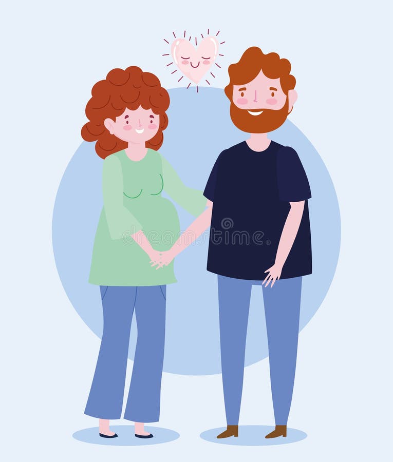 Padre De Familia Y Mujer Embarazada Juntos Personaje De Caricatura Amor  Corazón Romántico Ilustración del Vector - Ilustración de encantador,  mujer: 193258298