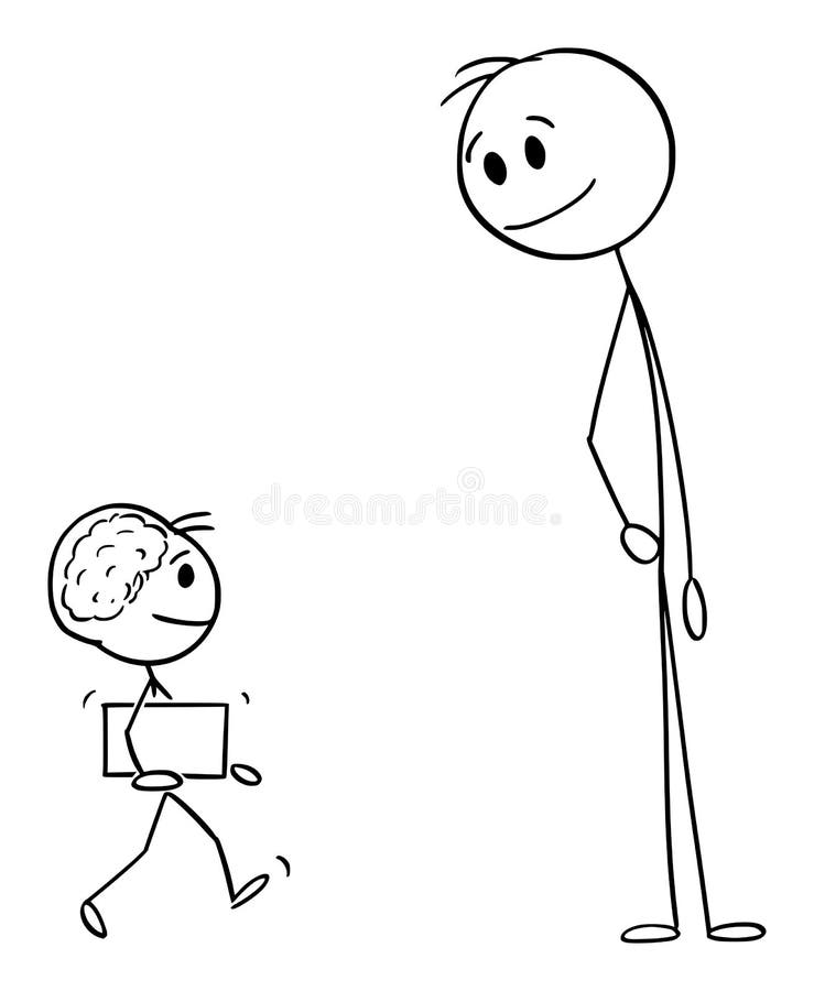 Padre o profesor mirando la brillante genialidad niño vector de dibujos animados ilustración libre illustration