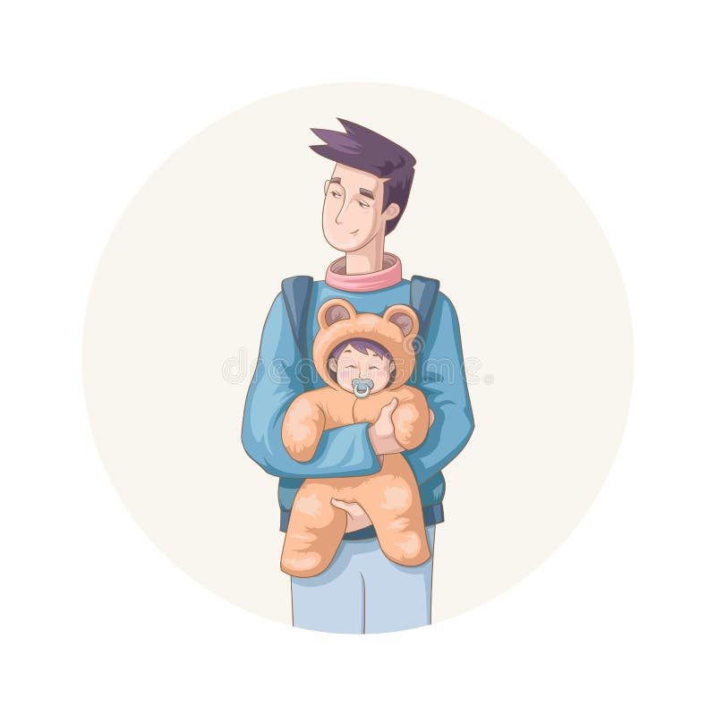 Padre Que Camina Al Aire Libre Con Su Bebe Recien Nacido Ilustracion Del Vector Ilustracion De Cartel Colores Padre Que Camina Al Aire Libre Con Su Bebe Recien Nacido Ilustracion Del Vector Ilustracion De Cartel Colores