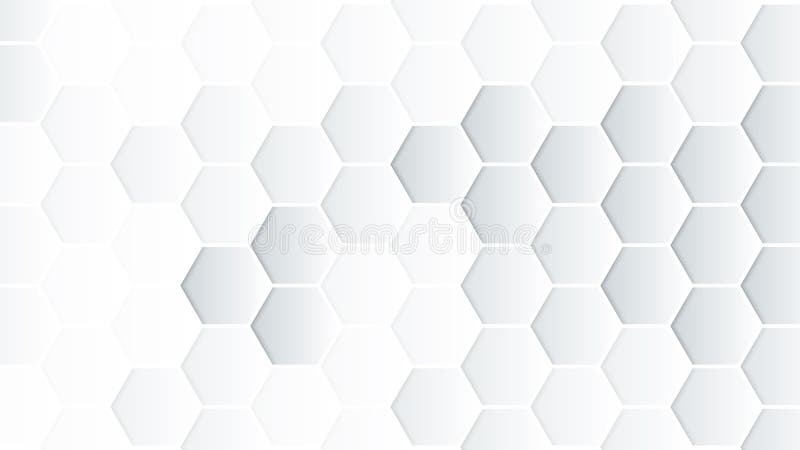 Padrão abstrato hexagonal branco ilustração stock