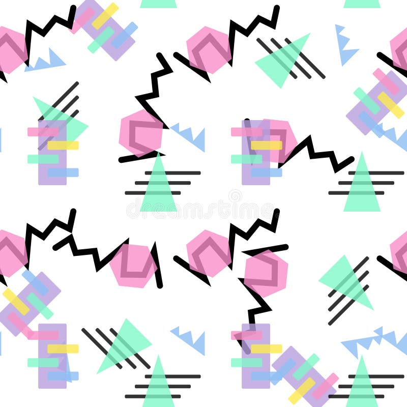 Padrão de Hipster - formas de linha geométrica de junção retrátil 80 s plano de fundo sem problemas do estilo de moda Ilustração ilustração stock Padrão de Hipster - formas de linha geométrica de junção retrátil 80 s plano de fundo sem problemas do estilo de moda Ilustração ilustração stock