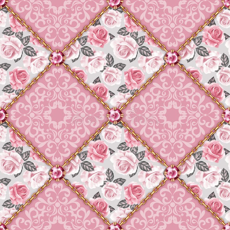 Padrão decorativo sem costura com rosas ilustração royalty free