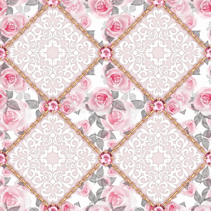 Padrão decorativo sem costura com rosas ilustração royalty free