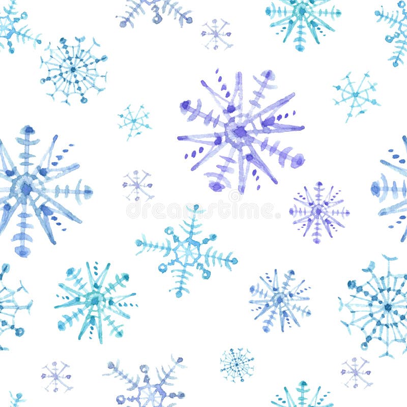 Christmas seamless pattern with snowflakes. In watercolor technique. Christmas seamless pattern with snowflakes. In watercolor technique