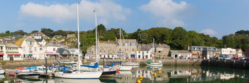 Padstow harbour North Cornwall England UK beautiful late summer sun and calm fine weather drew visitors to the coast panorama stock photography Padstow harbour North Cornwall England UK beautiful late summer sun and calm fine weather drew visitors to the coast panorama stock photography