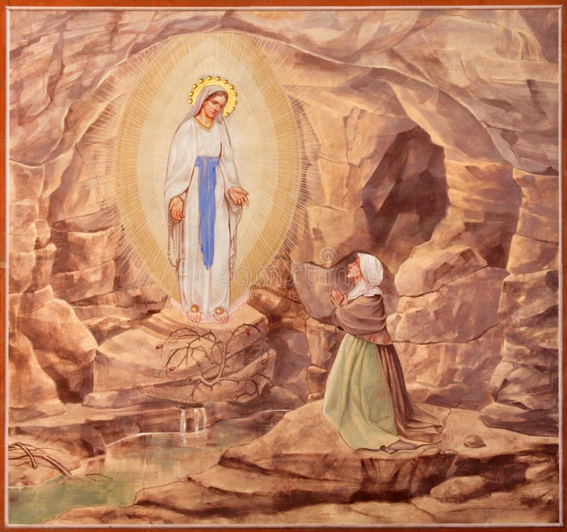 Padua - farba Apparitioin maryja dziewica w Lourdes w kościelnej bazylice Del Karmin