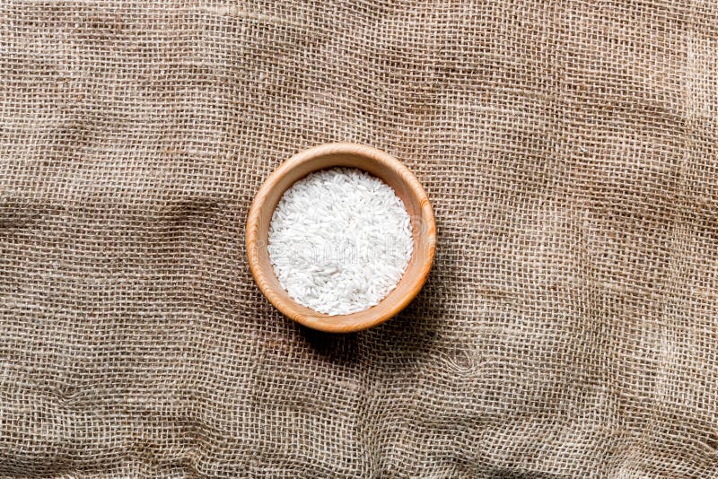 Download Rice In Bowl For Paella On White Desk Background Top View Mock Up Stock Image - Image of product ...