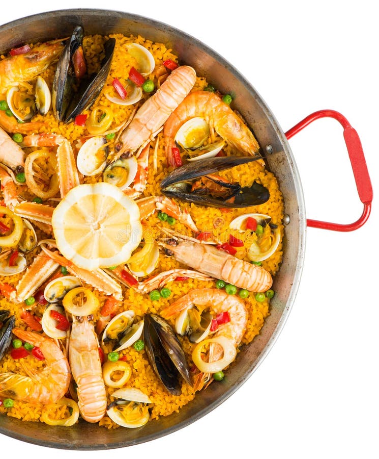 Paella - tradycyjny hiszpański jedzenie, odgórny widok zdjęcia royalty free Paella - tradycyjny hiszpański jedzenie, odgórny widok zdjęcia royalty free