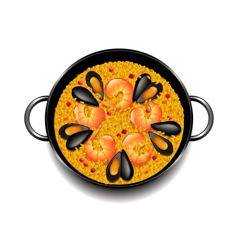 Paella on white vector stock vector. Illustration of mediterranean
