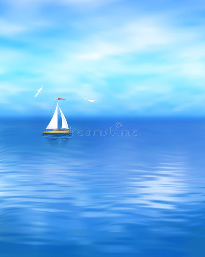 Paesaggio blu del mare di vettore dell'yacht illustrazione vettoriale Paesaggio blu del mare di vettore dell'yacht illustrazione vettoriale