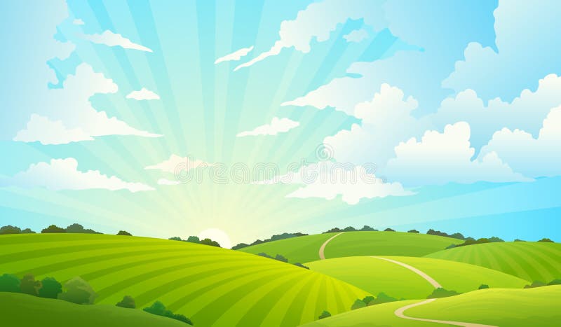 Paesaggio dei campi Pascolo rurale scenico di agricoltura della terra del giacimento di fienarola dei prati di orizzonte del ciel