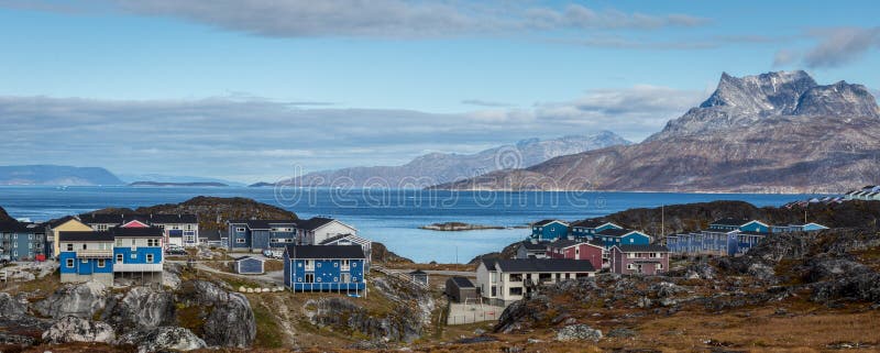 Paesaggio della città di Nuuk immagini stock Paesaggio della città di Nuuk immagini stock