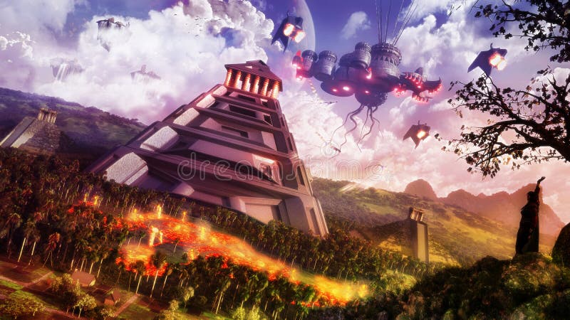 Paesaggio della fantascienza illustrazione vettoriale Paesaggio della fantascienza illustrazione vettoriale