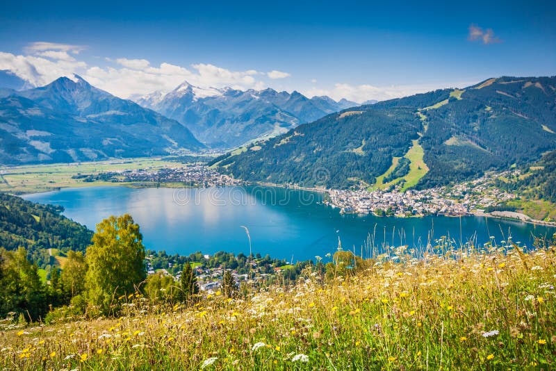 Beautiful mountain landscape in the Alps with Zeller Lake in Zell am See, Salzburger Land, Austria. Beautiful mountain landscape in the Alps with Zeller Lake in Zell am See, Salzburger Land, Austria.