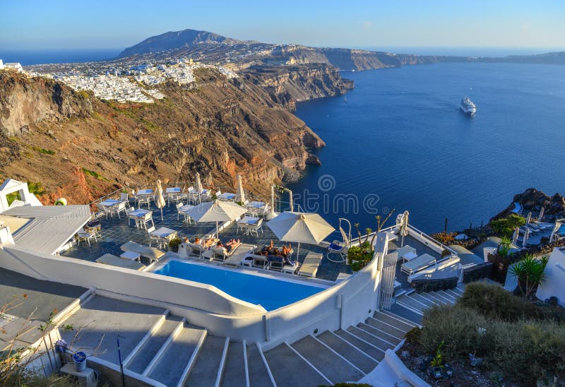 Paesaggio di bella isola di Santorini immagini stock