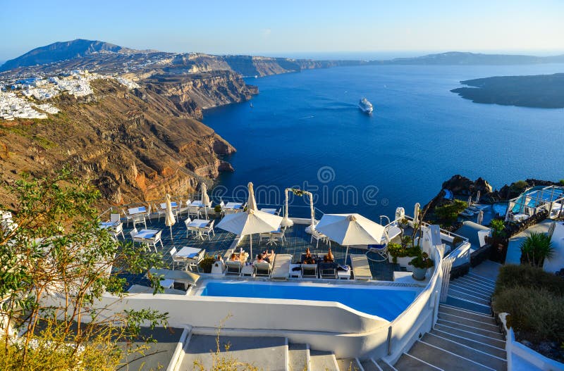 Paesaggio di bella isola di Santorini fotografia stock