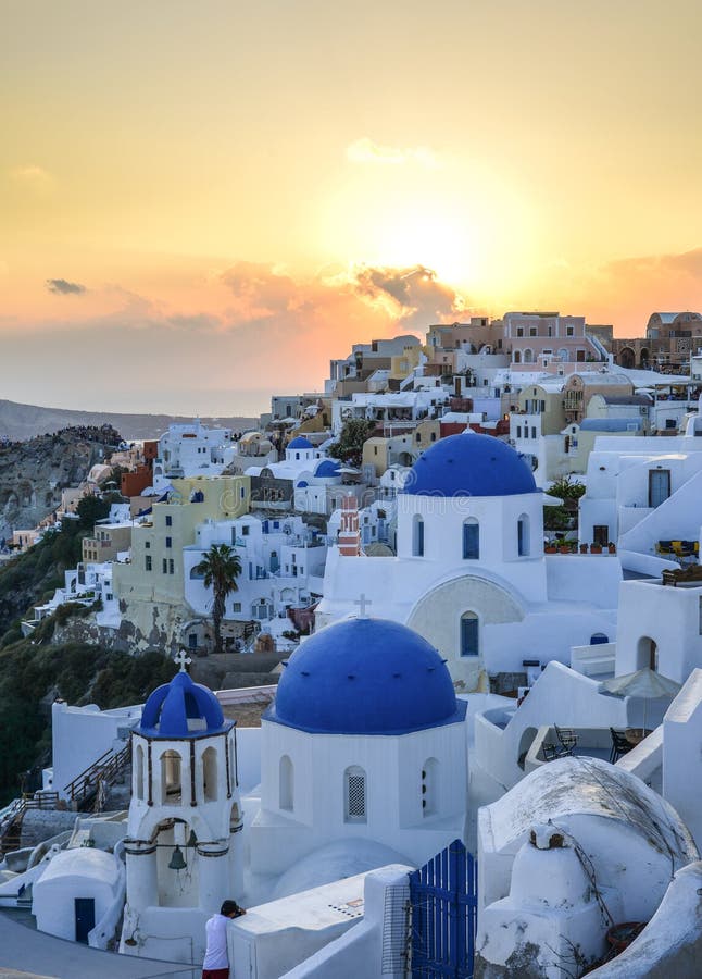 Paesaggio di bella isola di Santorini fotografia stock