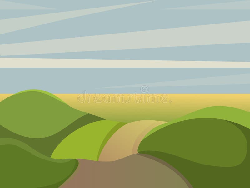 Paesaggio di ESTATE Paesaggio di giorno illustrazione di stock Paesaggio di ESTATE Paesaggio di giorno illustrazione di stock