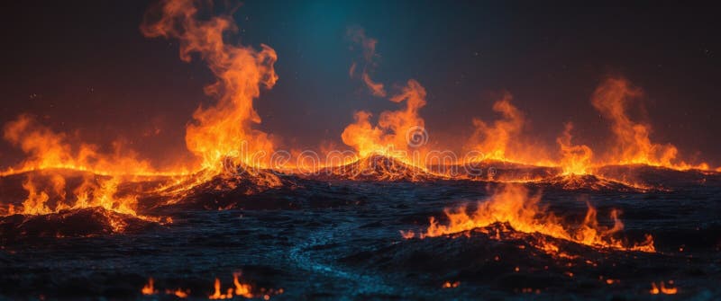 Paesaggio di fuoco con espressioni di euforia fotografia stock