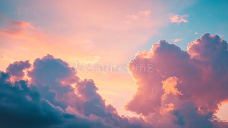 Paesaggio di nuvole con tramonto rosa e arancione. Ai Generato