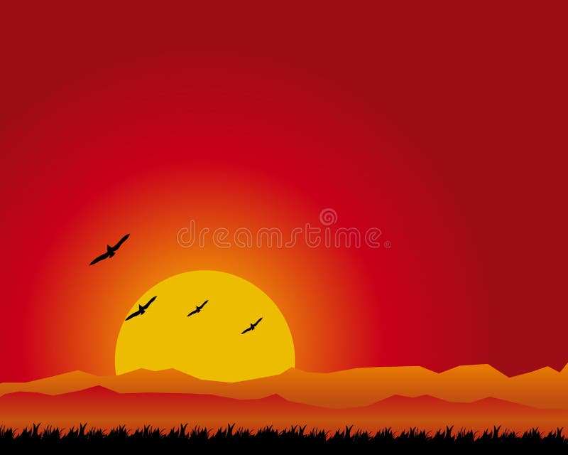 Paesaggio di tramonto royalty illustrazione gratis Paesaggio di tramonto royalty illustrazione gratis