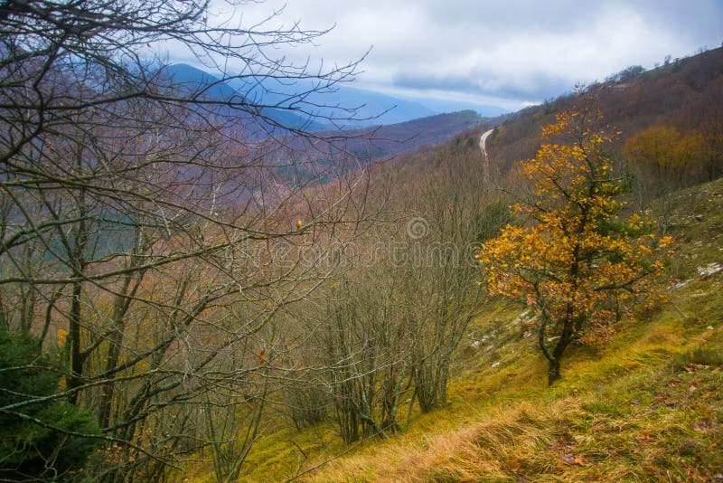 Paesaggio di una valle a Monte Catria fotografie stock Paesaggio di una valle a Monte Catria fotografie stock