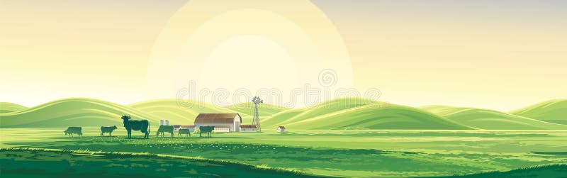 Paesaggio ed azienda agricola rurali di estate