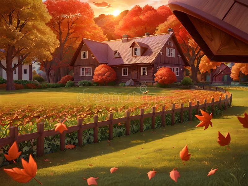 Paesaggio rurale autunnale illustrazione generativa ai illustrazione vettoriale