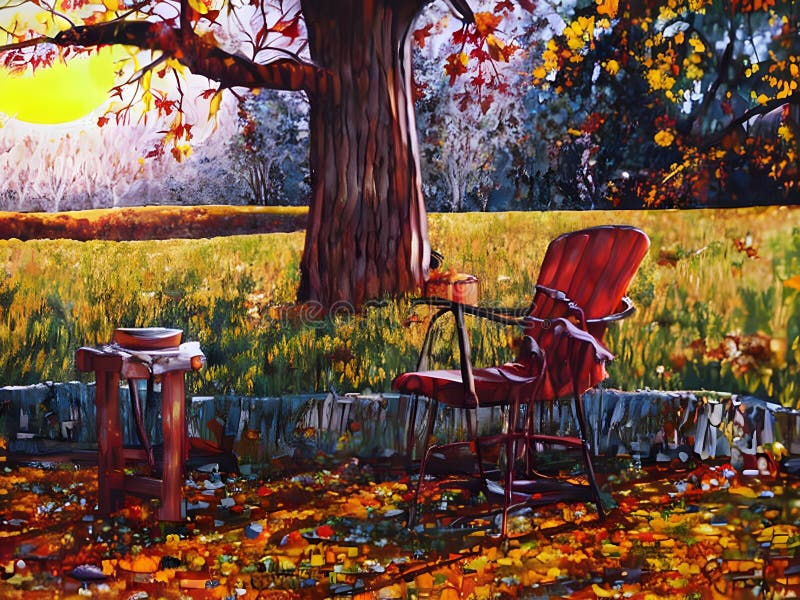 Paesaggio rurale autunnale illustrazione generativa ai illustrazione di stock