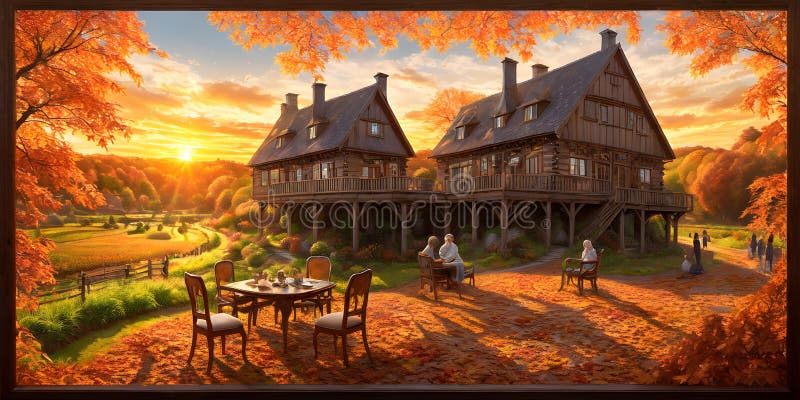 Paesaggio rurale autunnale illustrazione generativa ai royalty illustrazione gratis