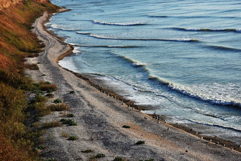 Paesaggio stupefacente della natura di autunno alla spiaggia di Tuzla, Romania fotografia stock libera da diritti Paesaggio stupefacente della natura di autunno alla spiaggia di Tuzla, Romania fotografia stock libera da diritti
