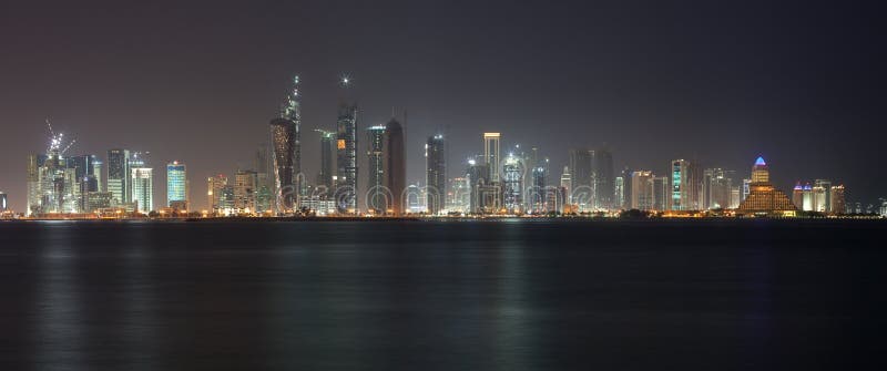 Cityscape of Doha, Qatar as seen from West Bay gulf. Cityscape of Doha, Qatar as seen from West Bay gulf