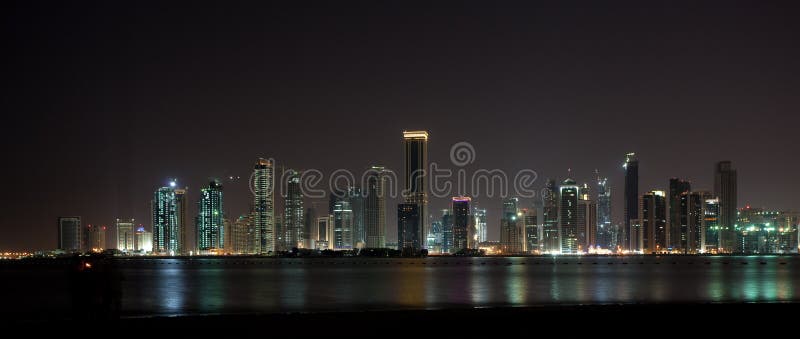 Cityscape of Doha, Qatar as seen from West Bay gulf. Cityscape of Doha, Qatar as seen from West Bay gulf