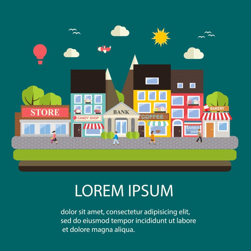 Paesaggio urbano di una piccola città royalty illustrazione gratis