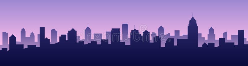 Paesaggio urbano della siluetta dell'orizzonte della città del fondo dell'illustrazione di vettore